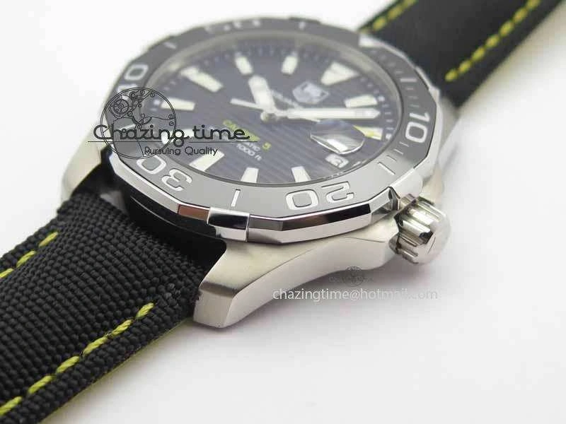 AquaRacer Calibre 5 SS V6F Best Edition Black Dial Ceramic Bezel On Nylon Strap A2824