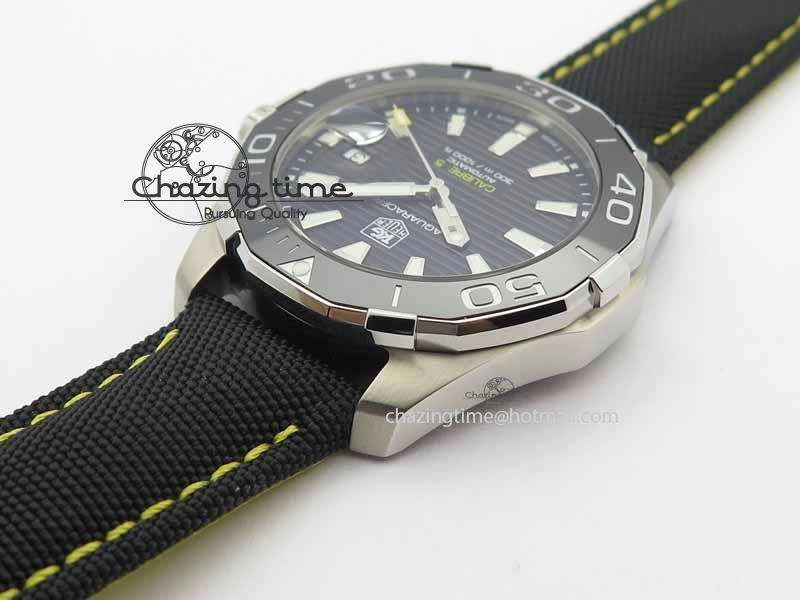 AquaRacer Calibre 5 SS V6F Best Edition Black Dial Ceramic Bezel On Nylon Strap A2824