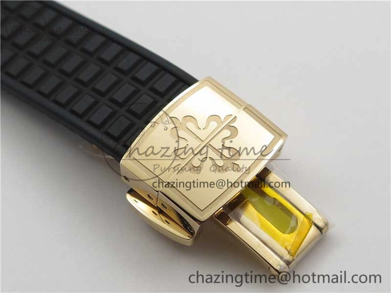 Aquanaut 5067A RG PPF 1:1 Best Edition Black Textured Dial on Black Rubber Strap AE23 (Free Box)