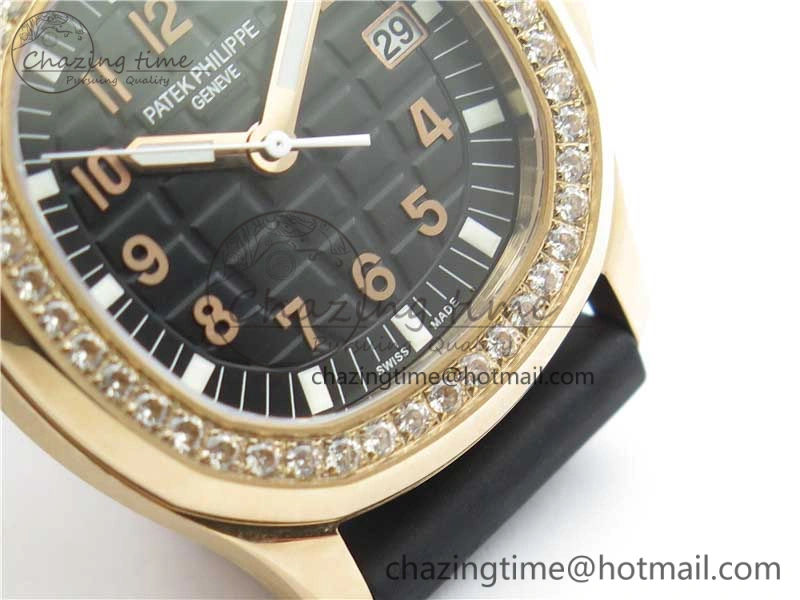 Aquanaut 5067A RG PPF 1:1 Best Edition Black Textured Dial on Black Rubber Strap AE23 (Free Box)
