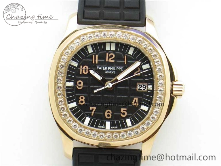 Aquanaut 5067A RG PPF 1:1 Best Edition Black Textured Dial on Black Rubber Strap AE23 (Free Box)