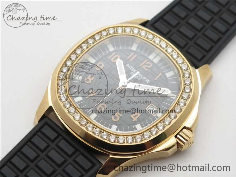 Aquanaut 5067A RG PPF 1:1 Best Edition Black Textured Dial on Black Rubber Strap AE23 (Free Box)