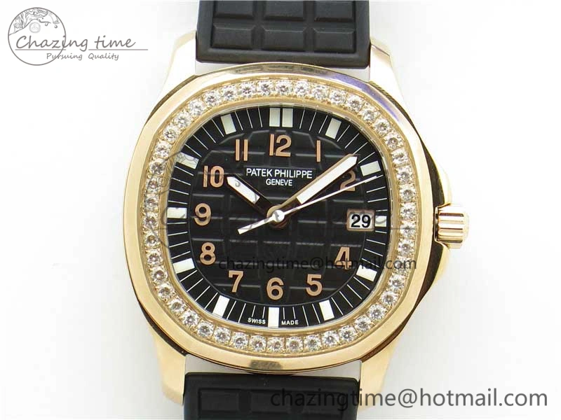 Aquanaut 5067A RG PPF 1:1 Best Edition Black Textured Dial on Black Rubber Strap AE23 (Free Box)