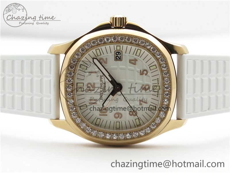 Aquanaut 5067A RG PPF 1:1 Best Edition White Textured Dial on White Rubber Strap AE23 (Free Box)