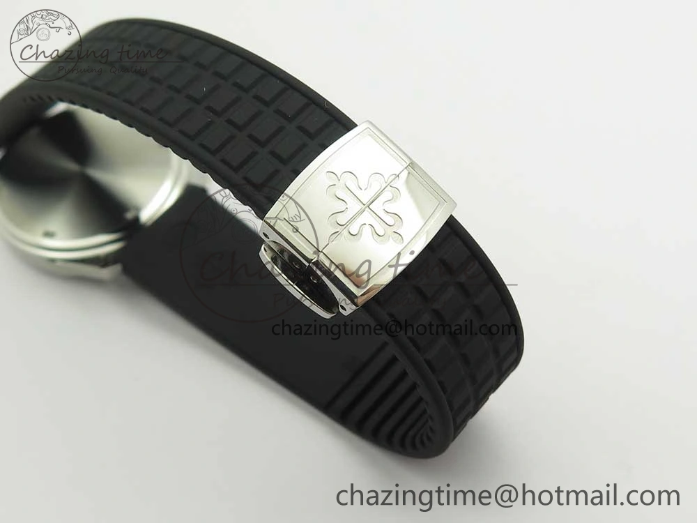 Aquanaut 5067A SS Bezel JJF 1:1 Best Edition Black Textured Dial on Black Rubber Strap AE23
