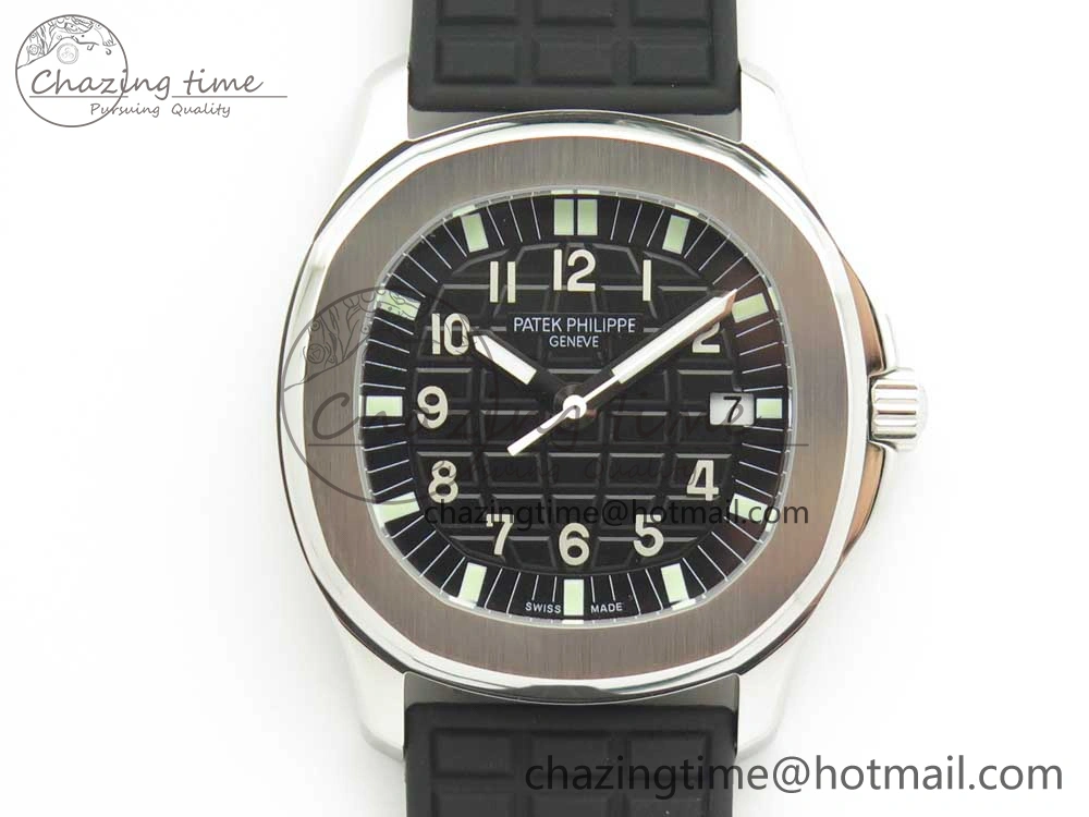 Aquanaut 5067A SS Bezel JJF 1:1 Best Edition Black Textured Dial on Black Rubber Strap AE23