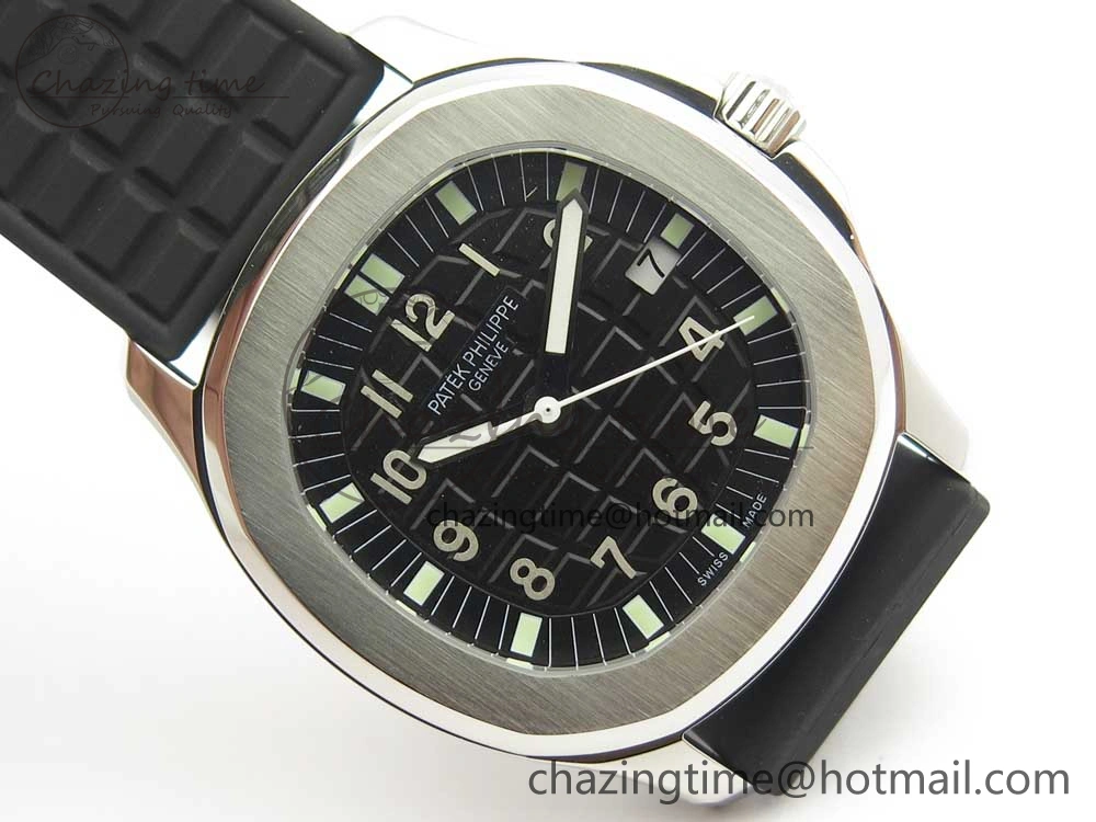 Aquanaut 5067A SS Bezel JJF 1:1 Best Edition Black Textured Dial on Black Rubber Strap AE23