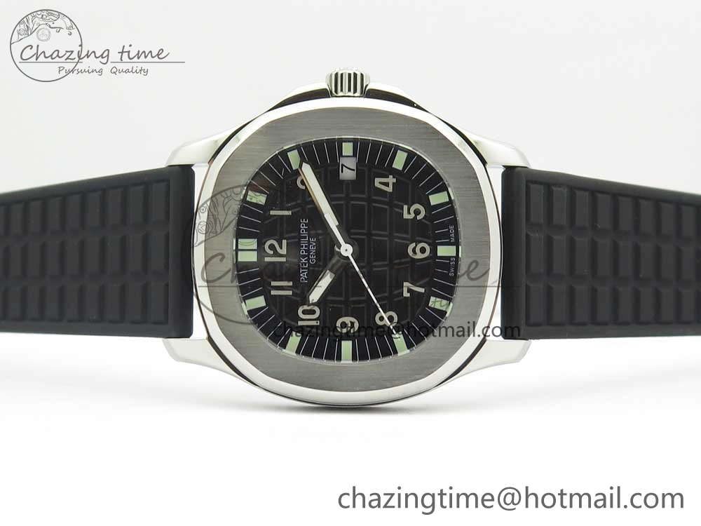 Aquanaut 5067A SS Bezel JJF 1:1 Best Edition Black Textured Dial on Black Rubber Strap AE23