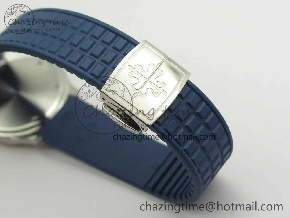Aquanaut 5067A SS Bezel JJF 1:1 Best Edition Blue Textured Dial on Blue Rubber Strap AE23