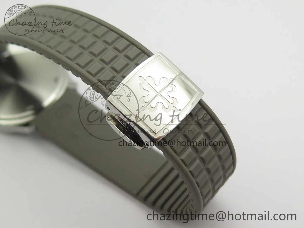Aquanaut 5067A SS Bezel JJF 1:1 Best Edition Gray Textured Dial on Gray Rubber Strap AE23