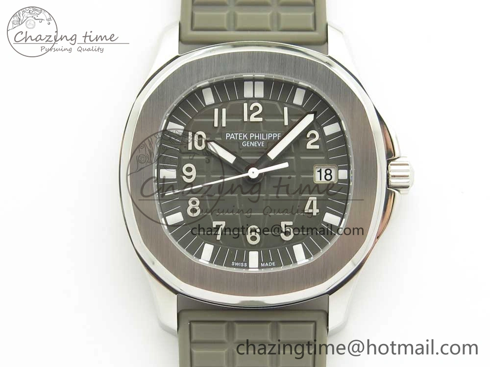 Aquanaut 5067A SS Bezel JJF 1:1 Best Edition Gray Textured Dial on Gray Rubber Strap AE23