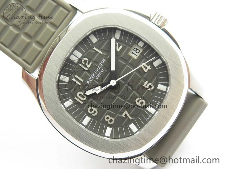 Aquanaut 5067A SS Bezel JJF 1:1 Best Edition Gray Textured Dial on Gray Rubber Strap AE23