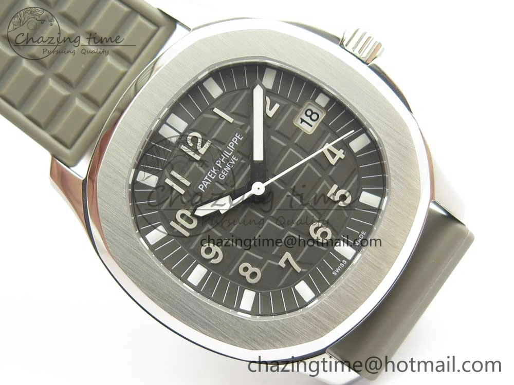 Aquanaut 5067A SS Bezel JJF 1:1 Best Edition Gray Textured Dial on Gray Rubber Strap AE23
