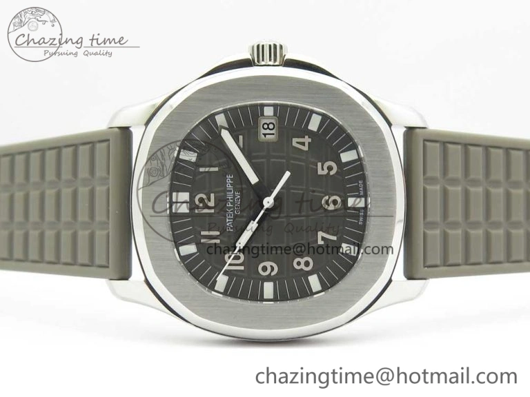 Aquanaut 5067A SS Bezel JJF 1:1 Best Edition Gray Textured Dial on Gray Rubber Strap AE23