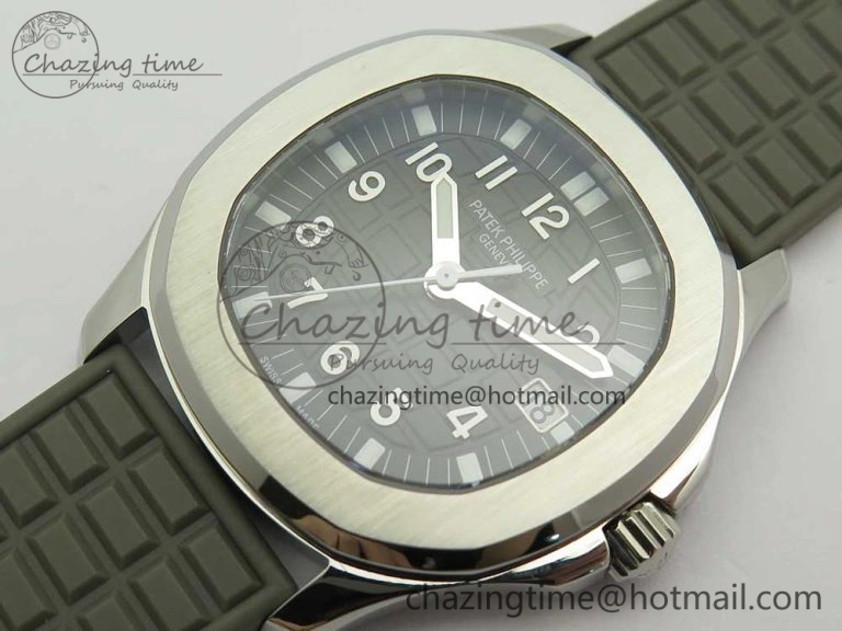 Aquanaut 5067A SS Bezel JJF 1:1 Best Edition Gray Textured Dial on Gray Rubber Strap AE23
