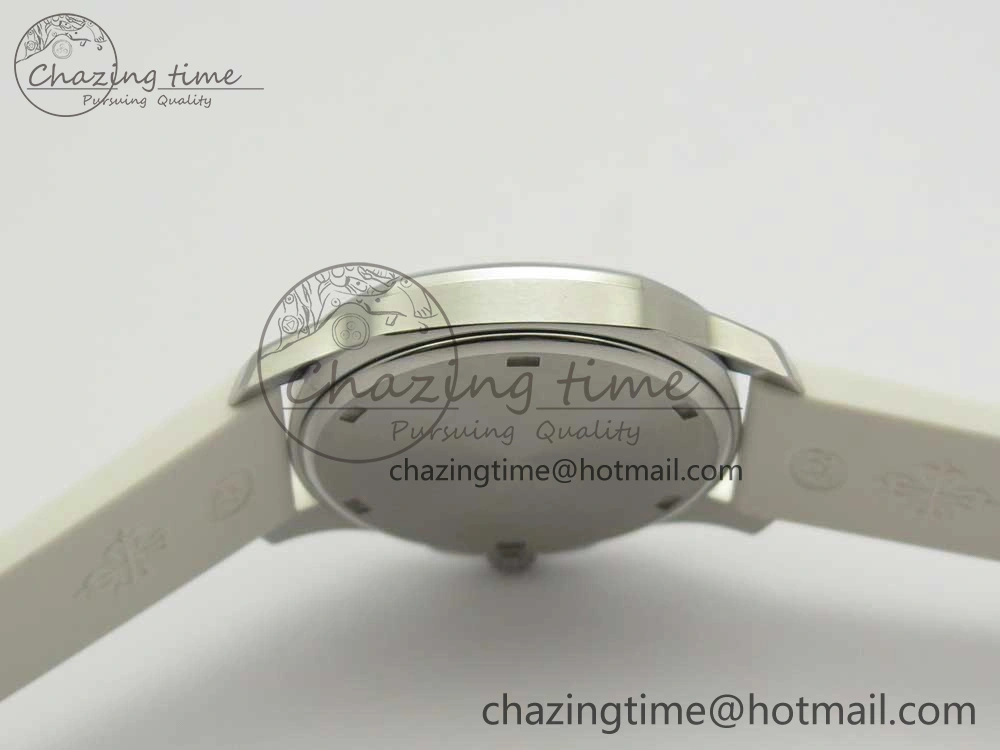 Aquanaut 5067A SS Bezel JJF 1:1 Best Edition White Textured Dial on White Rubber Strap AE23