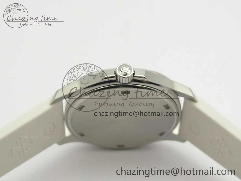 Aquanaut 5067A SS Bezel JJF 1:1 Best Edition White Textured Dial on White Rubber Strap AE23