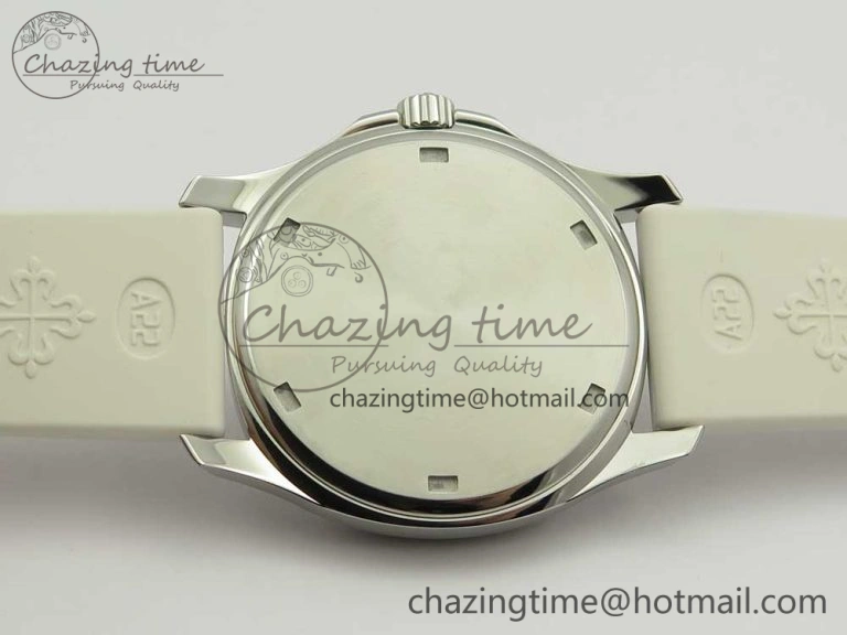 Aquanaut 5067A SS Bezel JJF 1:1 Best Edition White Textured Dial on White Rubber Strap AE23