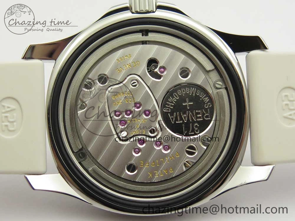 Aquanaut 5067A SS Bezel JJF 1:1 Best Edition White Textured Dial on White Rubber Strap AE23