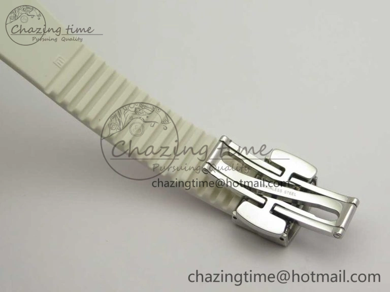 Aquanaut 5067A SS Bezel JJF 1:1 Best Edition White Textured Dial on White Rubber Strap AE23