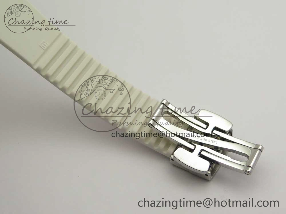 Aquanaut 5067A SS Bezel JJF 1:1 Best Edition White Textured Dial on White Rubber Strap AE23
