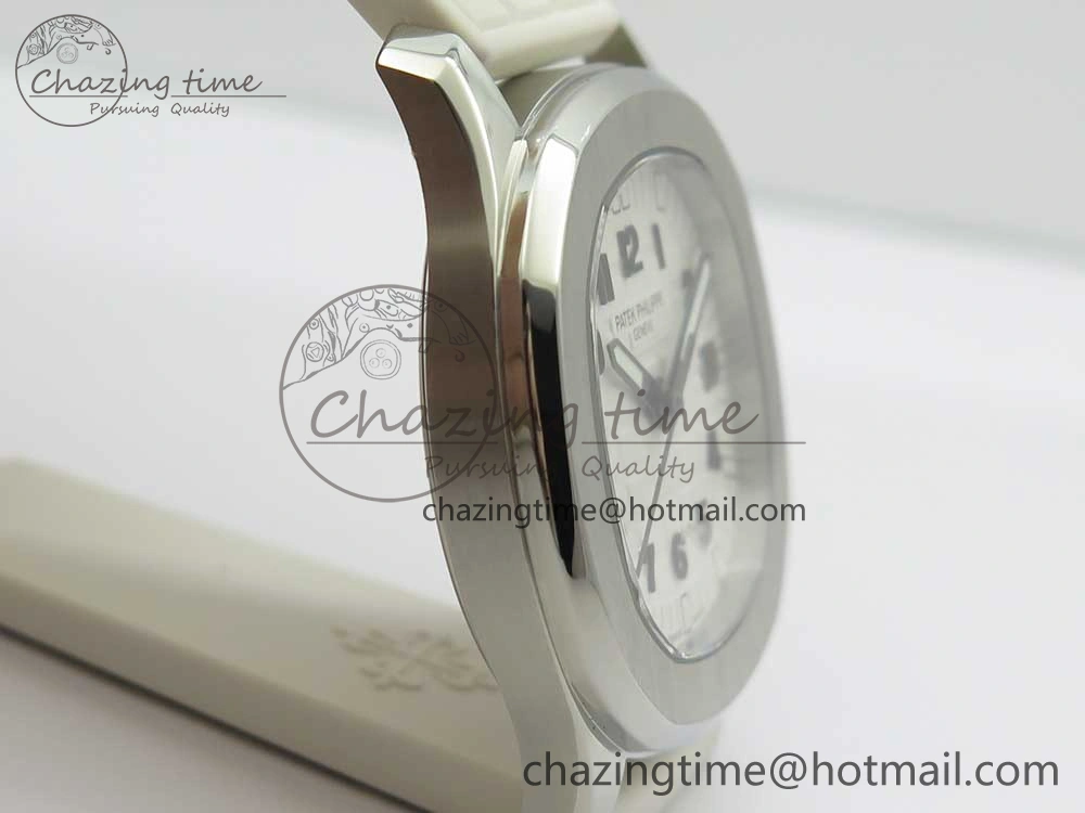 Aquanaut 5067A SS Bezel JJF 1:1 Best Edition White Textured Dial on White Rubber Strap AE23