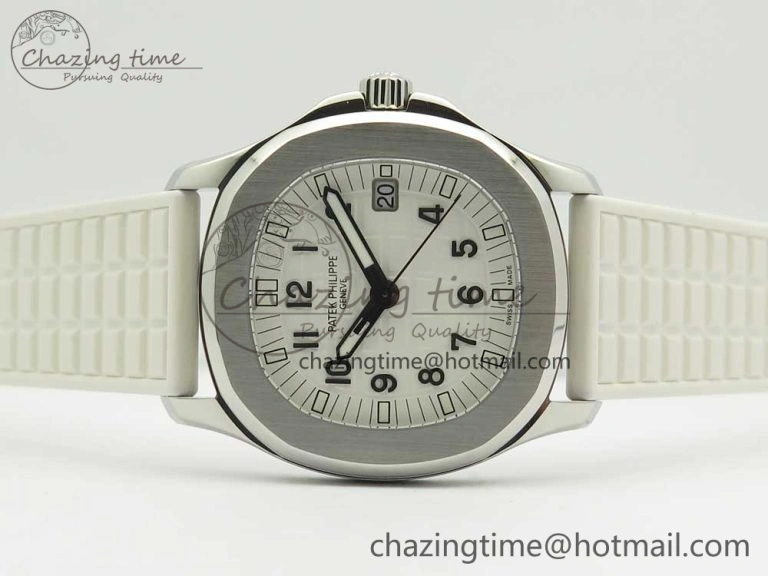 Aquanaut 5067A SS Bezel JJF 1:1 Best Edition White Textured Dial on White Rubber Strap AE23