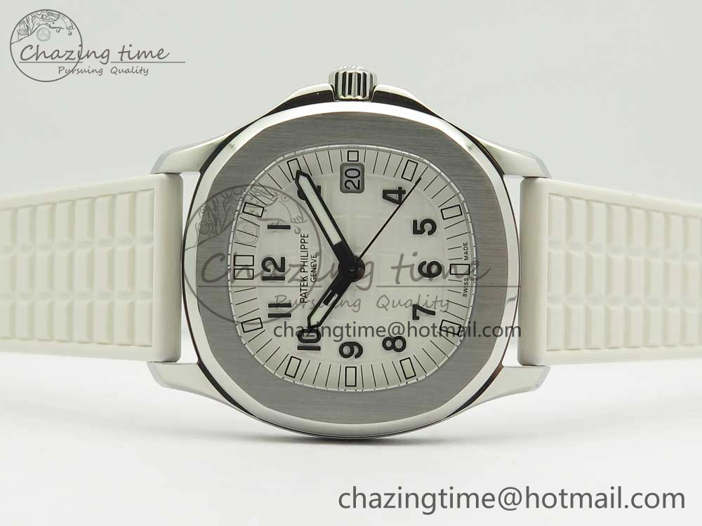 Aquanaut 5067A SS Bezel JJF 1:1 Best Edition White Textured Dial on White Rubber Strap AE23
