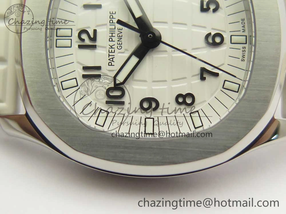 Aquanaut 5067A SS Bezel JJF 1:1 Best Edition White Textured Dial on White Rubber Strap AE23