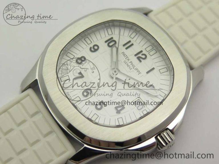 Aquanaut 5067A SS Bezel JJF 1:1 Best Edition White Textured Dial on White Rubber Strap AE23