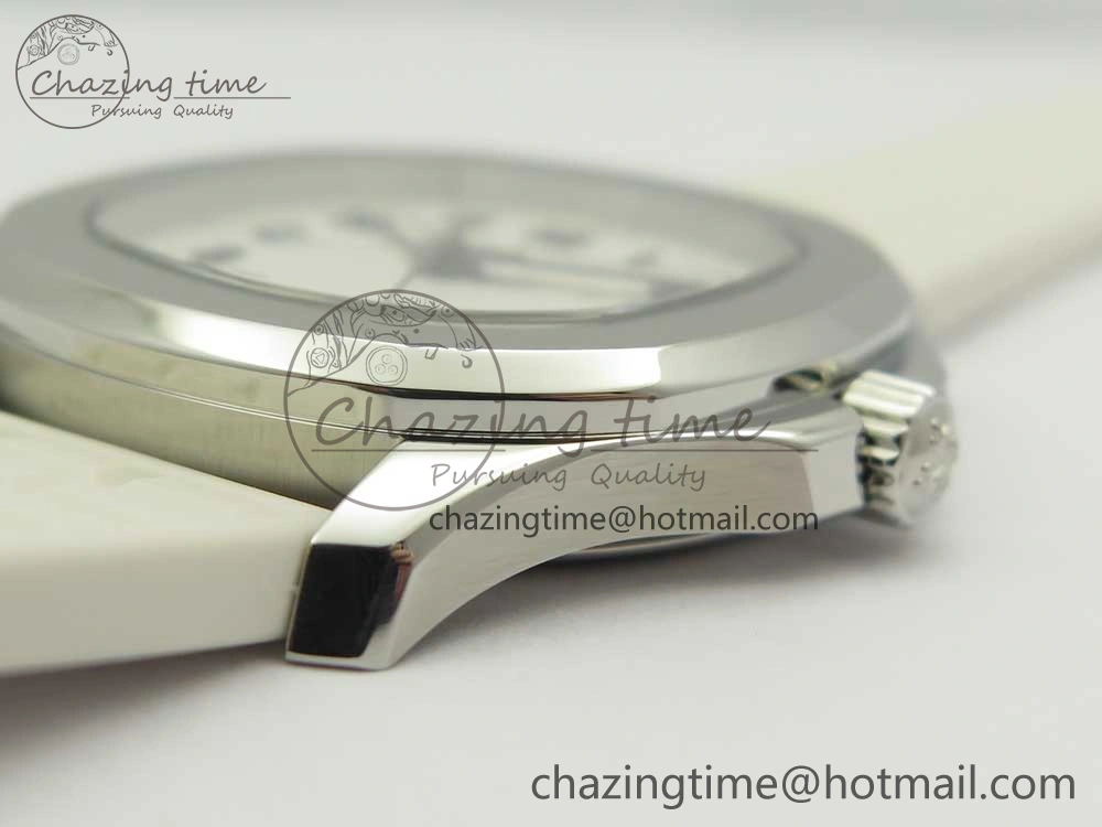 Aquanaut 5067A SS Bezel JJF 1:1 Best Edition White Textured Dial on White Rubber Strap AE23