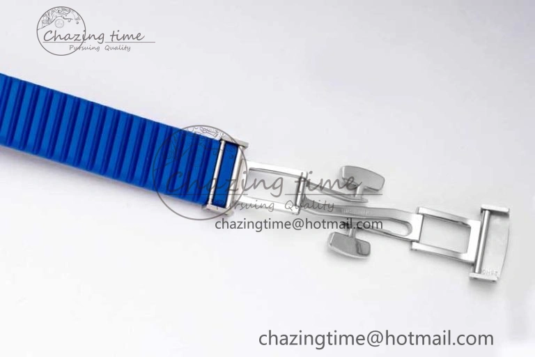Aquanaut 5067A SS PPF 1:1 Best Edition Blue Textured Dial Red Hand on Blue Rubber Strap RONDA Quartz