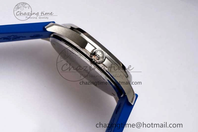 Aquanaut 5067A SS PPF 1:1 Best Edition Blue Textured Dial Red Hand on Blue Rubber Strap RONDA Quartz