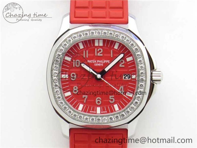 Aquanaut 5067A SS PPF 1:1 Best Edition Red Textured Dial on Red Rubber Strap AE23 (Free Box)