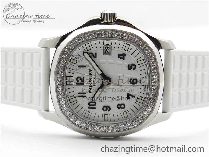Aquanaut 5067A SS PPF 1:1 Best Edition White Textured Dial on White Rubber Strap AE23 (Free Box)