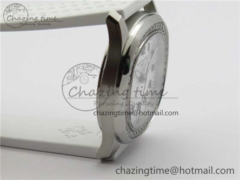 Aquanaut 5067A SS PPF 1:1 Best Edition White Textured Dial on White Rubber Strap AE23 (Free Box)