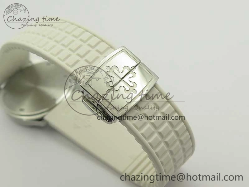 Aquanaut 5067A White JJF 1:1 Best Edition White Textured Dial on White Rubber Strap AE23