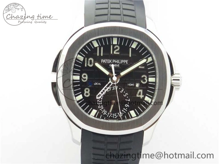 Aquanaut 5164A SS GRF Best Edition Black Dial on Black Rubber Strap A324 V2