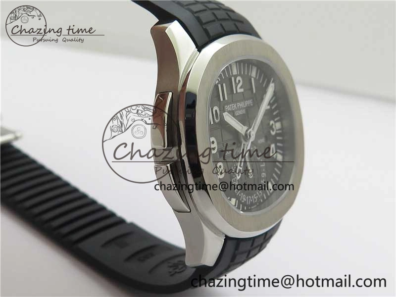 Aquanaut 5164A SS ZF 1:1 Best Edition Black Dial on Black Rubber Strap A324