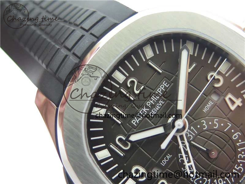 Aquanaut 5164A SS ZF 1:1 Best Edition Black Dial on Black Rubber Strap A324