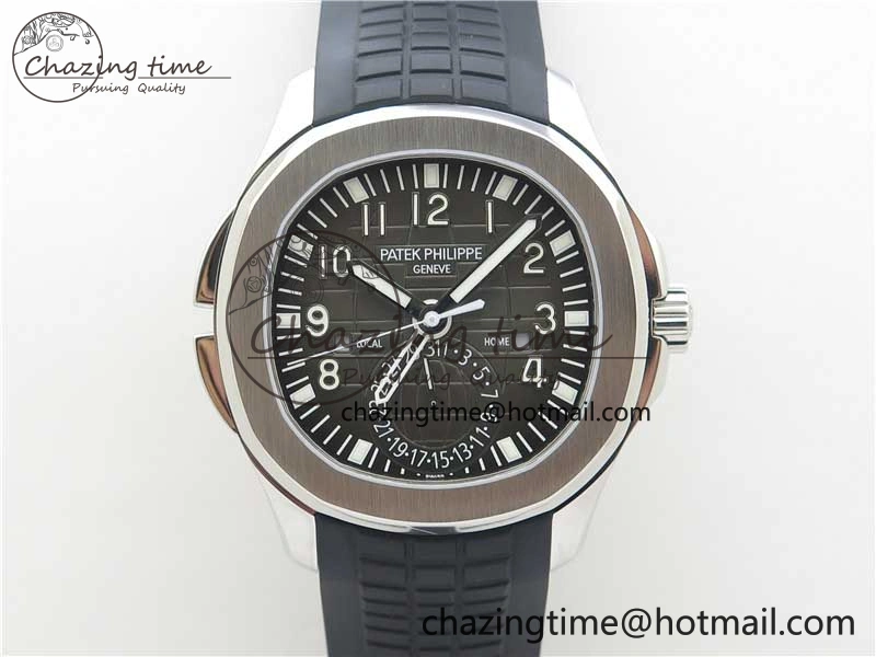 Aquanaut 5164A SS ZF 1:1 Best Edition Black Dial on Black Rubber Strap A324