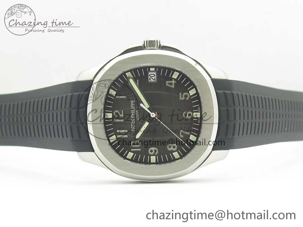 Aquanaut 5167 SS KMF 1:1 Best Edition Gray Dial on Black Rubber Strap A324 Clone