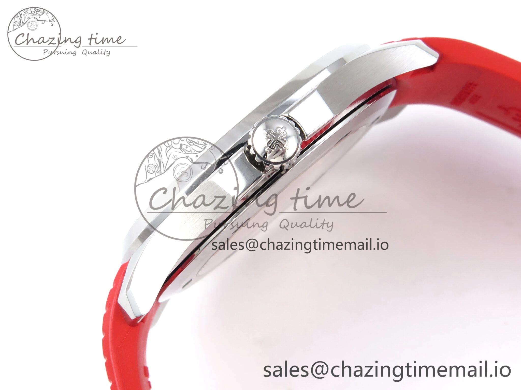 Aquanaut 5167A SS 3KF Best Edition Gray Dial on Red Rubber Strap A324 Super Clone