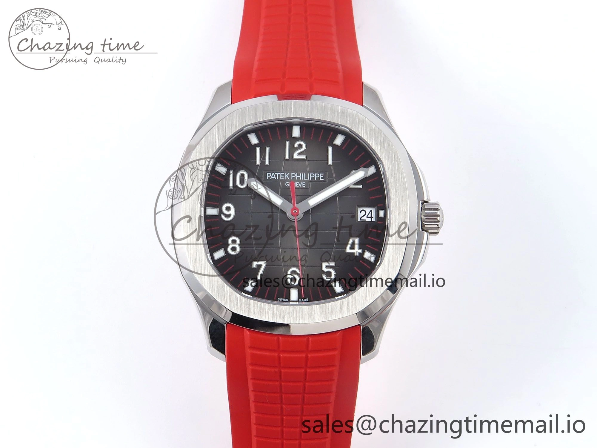 Aquanaut 5167A SS 3KF Best Edition Gray Dial on Red Rubber Strap A324 Super Clone