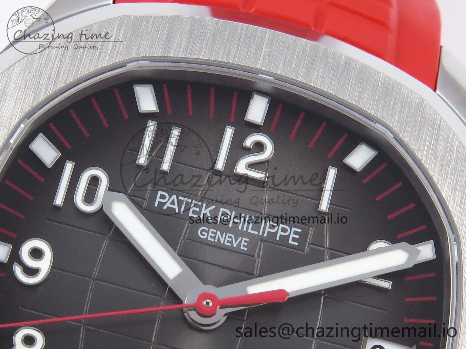 Aquanaut 5167A SS 3KF Best Edition Gray Dial on Red Rubber Strap A324 Super Clone