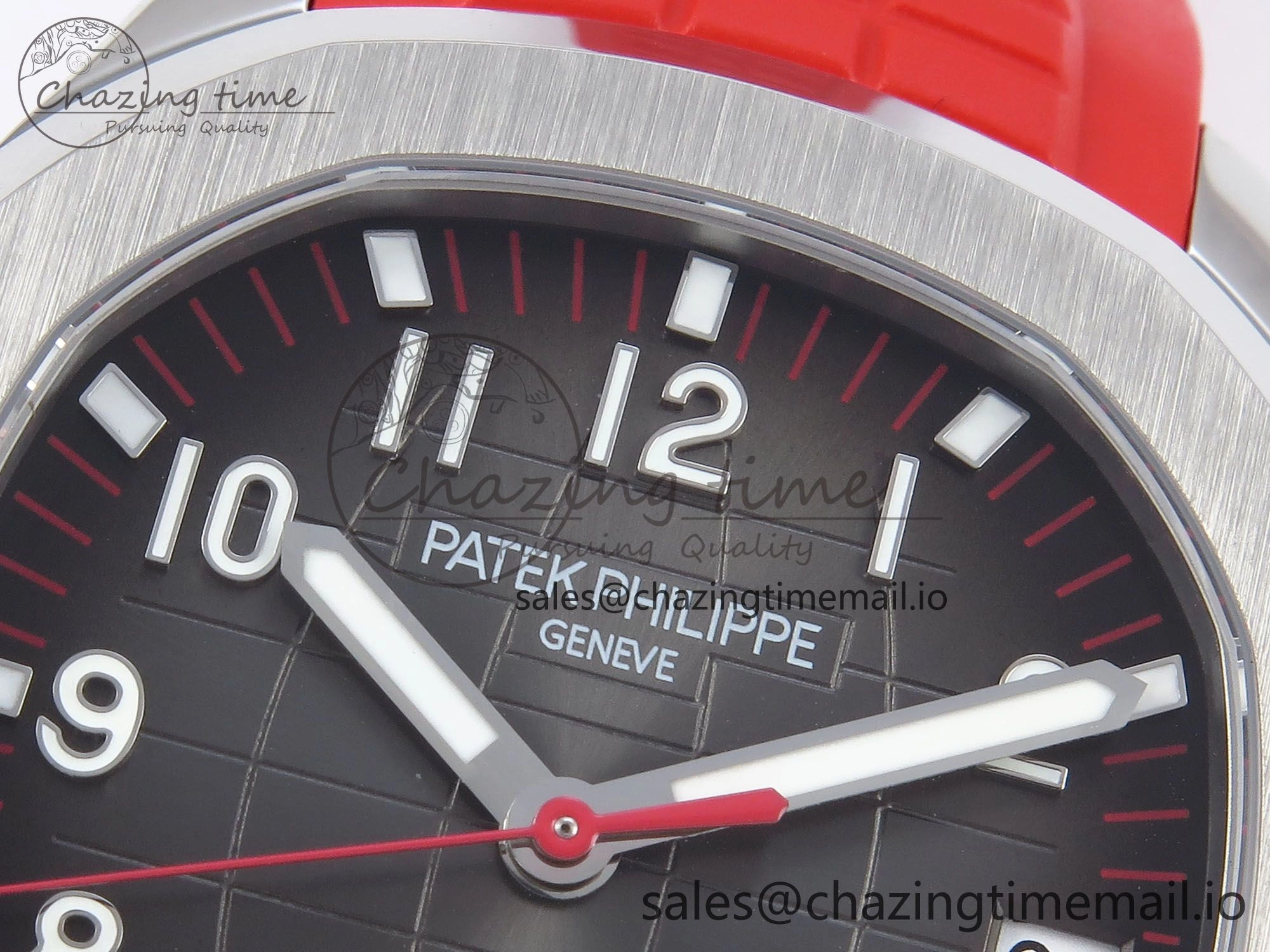Aquanaut 5167A SS 3KF Best Edition Gray Dial on Red Rubber Strap A324 Super Clone