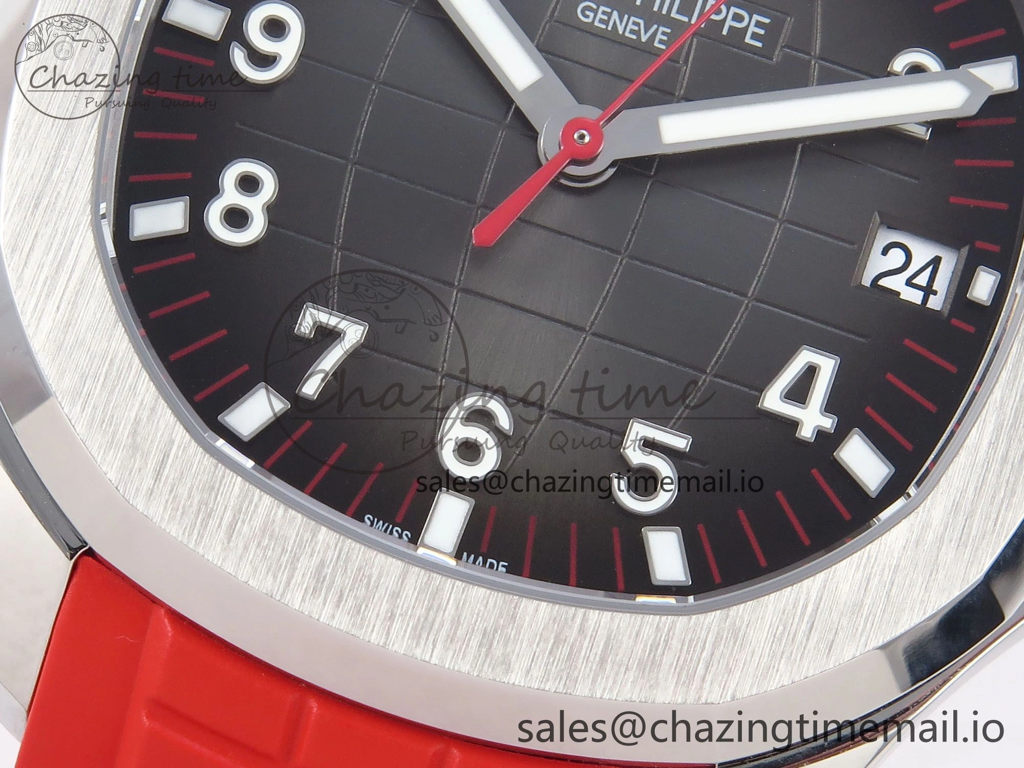Aquanaut 5167A SS 3KF Best Edition Gray Dial on Red Rubber Strap A324 Super Clone