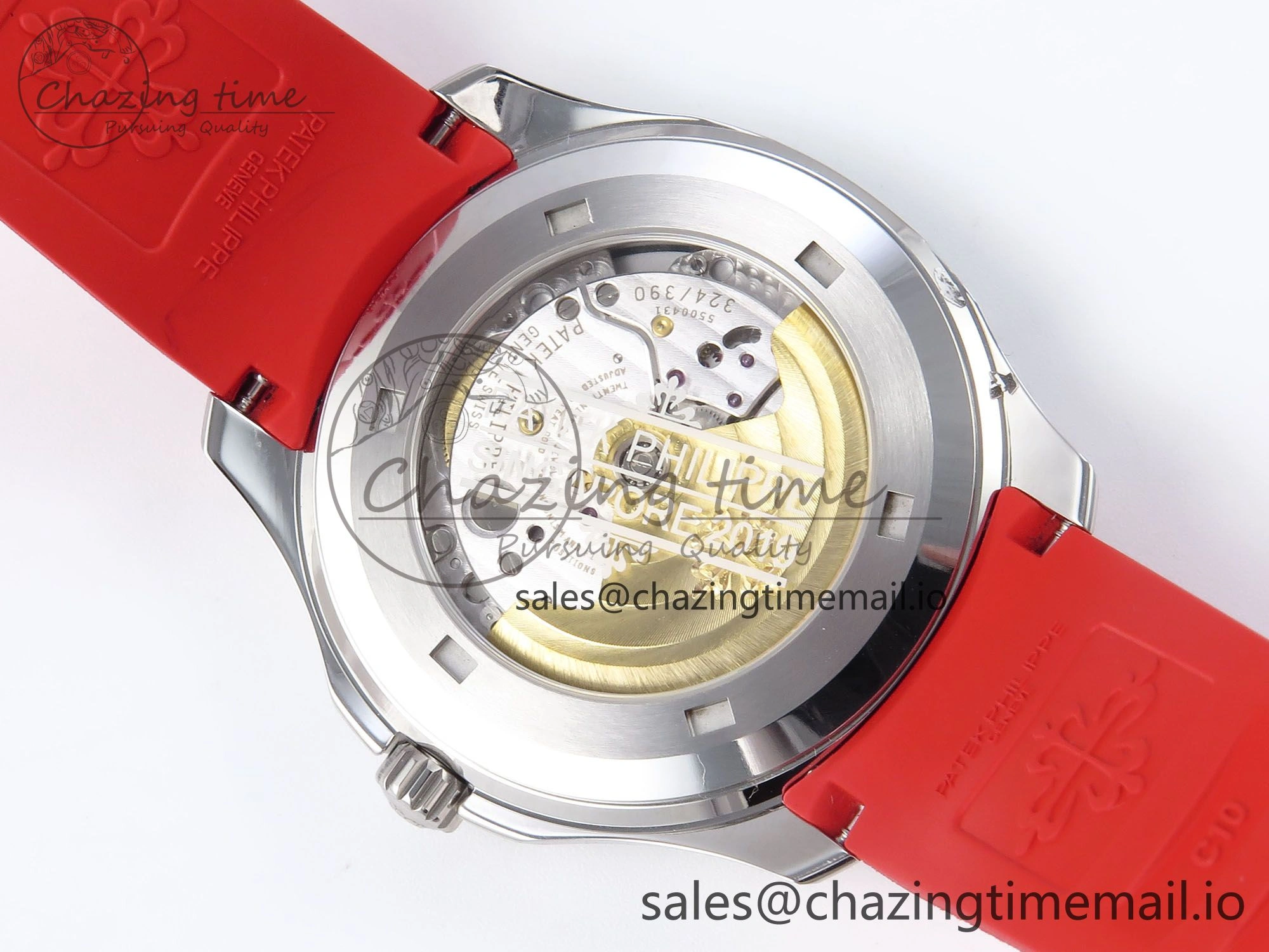Aquanaut 5167A SS 3KF Best Edition Gray Dial on Red Rubber Strap A324 Super Clone