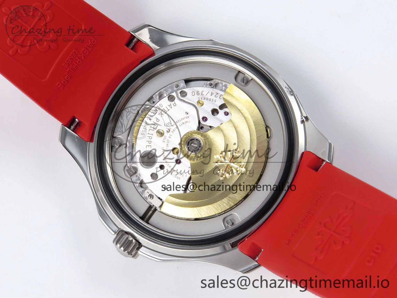 Aquanaut 5167A SS 3KF Best Edition Gray Dial on Red Rubber Strap A324 Super Clone