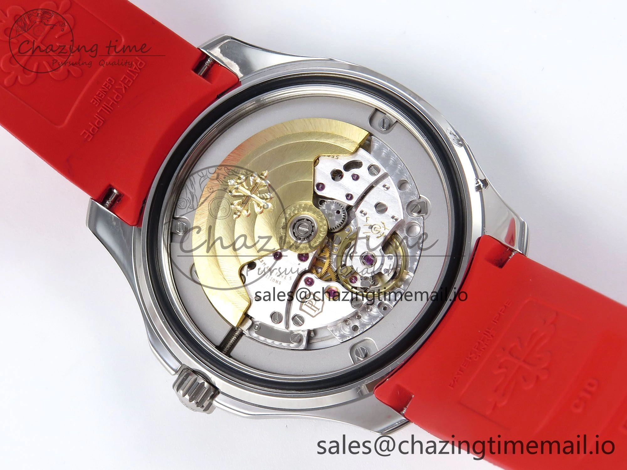 Aquanaut 5167A SS 3KF Best Edition Gray Dial on Red Rubber Strap A324 Super Clone